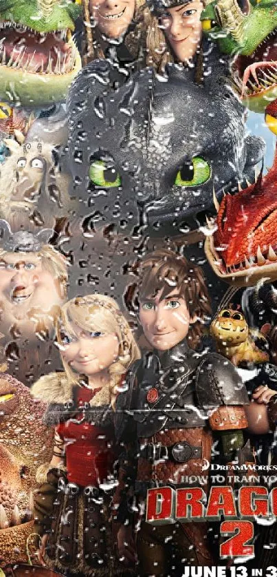 Vibrant How to Train Your Dragon 2 wallpaper with characters and dragons.