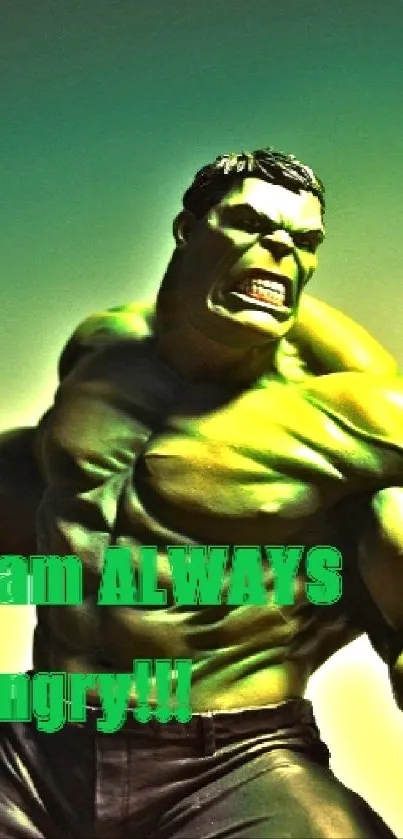 Hulk-inspired green themed wallpaper with dynamic posture.