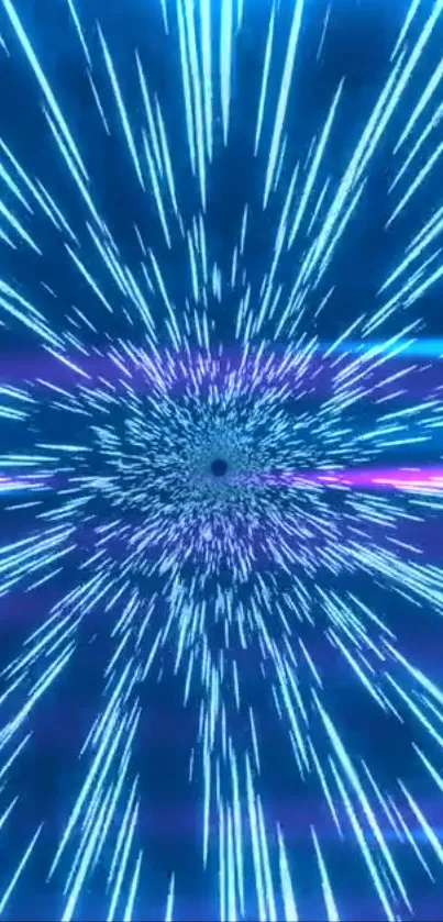 Hyperspace energy burst with blue neon streaks.