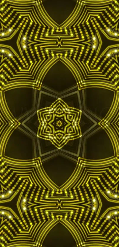 Intricate yellow abstract pattern wallpaper for mobile devices.