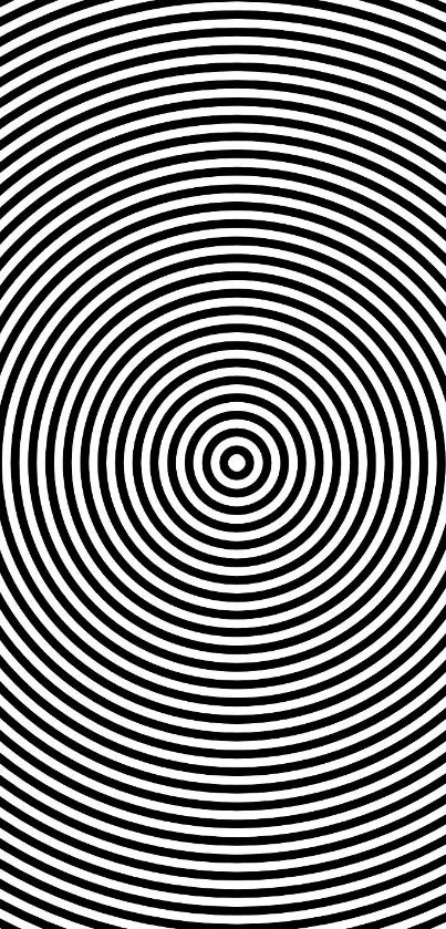 Hypnotic black and white concentric circles pattern wallpaper.