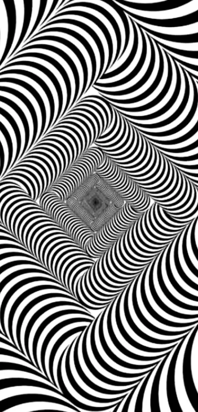 Hypnotic black and white geometric wallpaper for mobile.