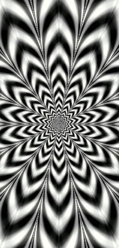 Mesmerizing black and white geometric phone wallpaper with hypnotic design.