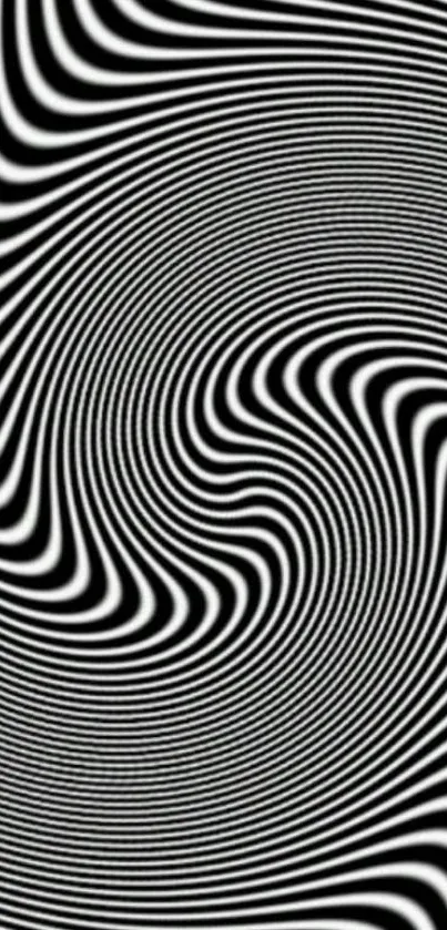 Hypnotic black and white spiral wallpaper for mobile devices.