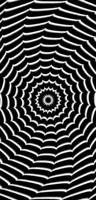 Black and white spiral pattern creating a hypnotic visual effect.