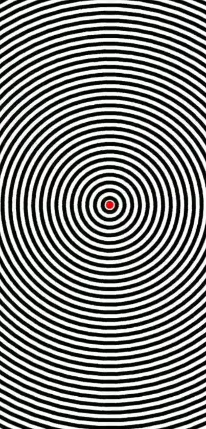 Black and white spiral pattern with central red dot.