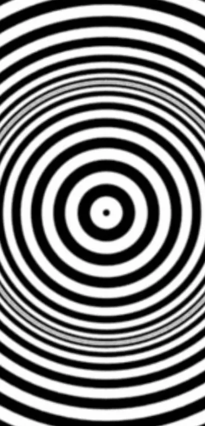 Hypnotic black and white concentric spirals wallpaper.