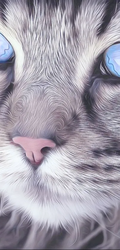 Blue-eyed cat close-up digital art wallpaper