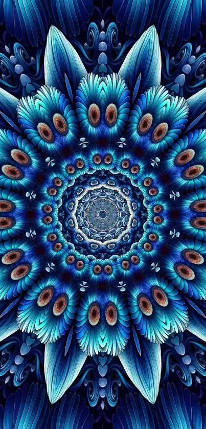 Blue mandala mobile wallpaper with intricate patterns.