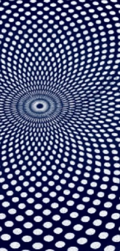 Hypnotic blue circular pattern on mobile wallpaper