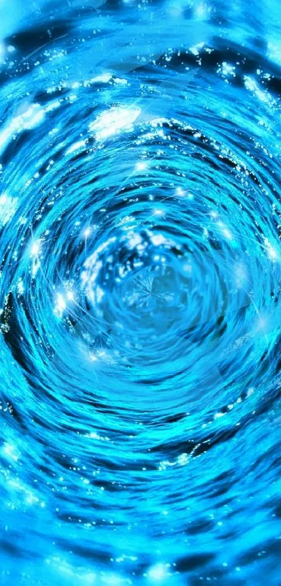 Hypnotic blue swirl wallpaper with vibrant vortex effect.