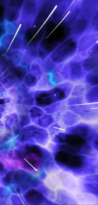 Vivid cosmic swirl in shades of violet and blue for mobile wallpaper.