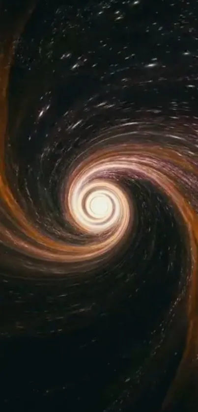 Mesmerizing swirl of galaxy in dark orange with bright center.