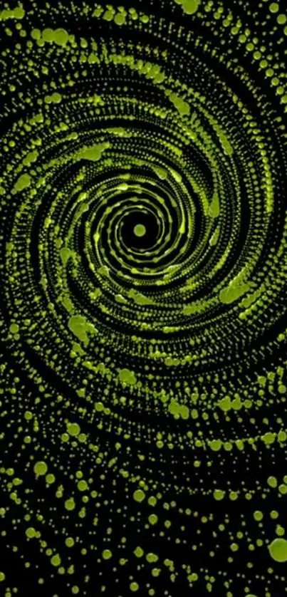 Hypnotic lime green spiral pattern wallpaper for mobile screen.