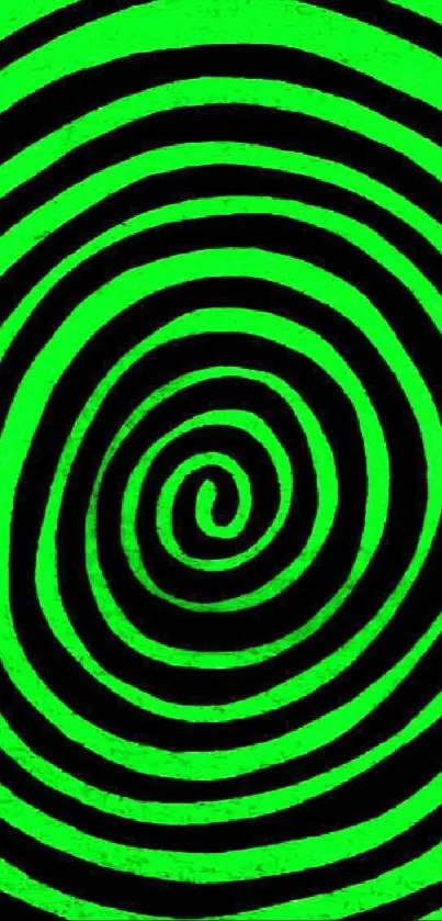 Hypnotic green spiral pattern wallpaper.