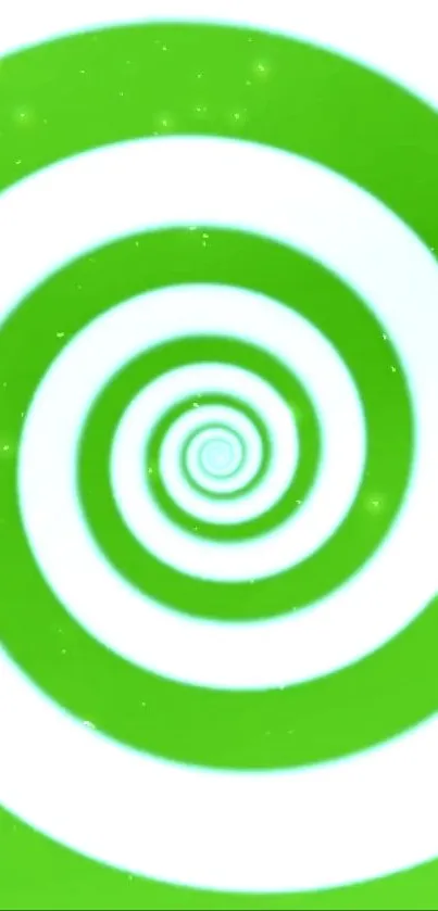 Hypnotic green spiral wallpaper with vibrant pattern.