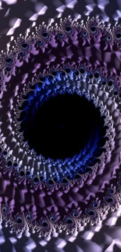 Purple fractal spiral creates a mesmerizing mobile wallpaper.