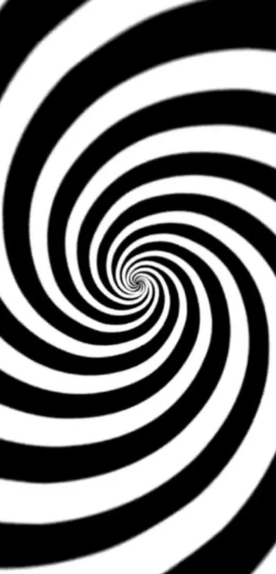 Hypnotic black and white spiral wallpaper design.