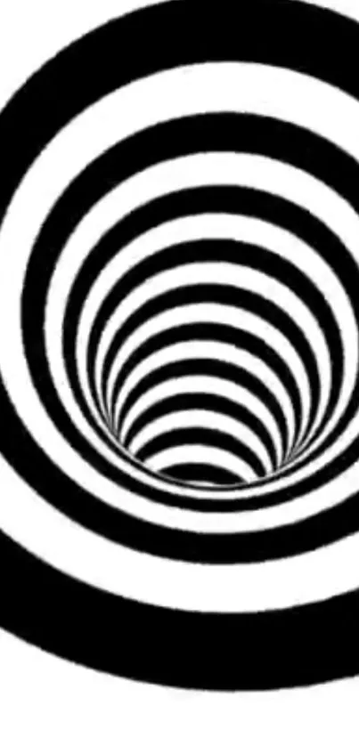 Hypnotic black and white spiral wallpaper creating an optical illusion effect.