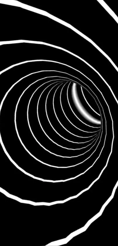 Black and white spiral mobile phone wallpaper with a hypnotic design.