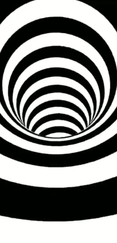 Hypnotic black and white spiral wallpaper for phones.