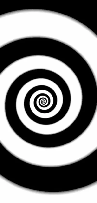 Hypnotic black and white spiral mobile wallpaper.