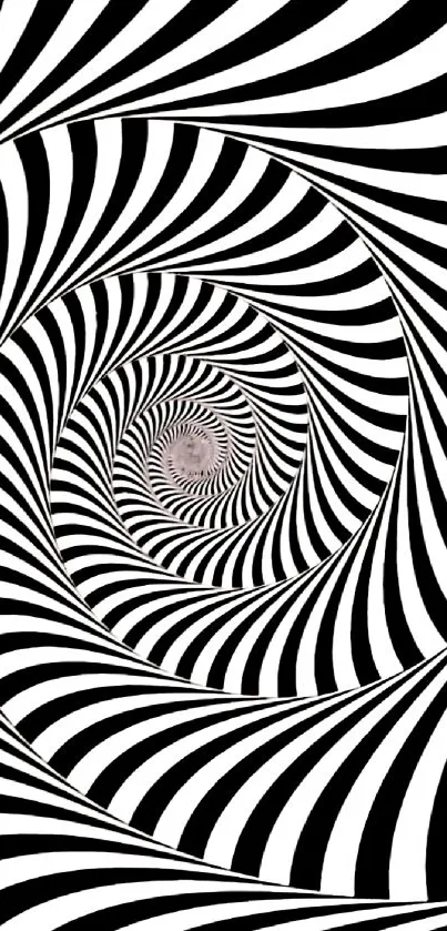 Hypnotic black and white spiral mobile wallpaper.