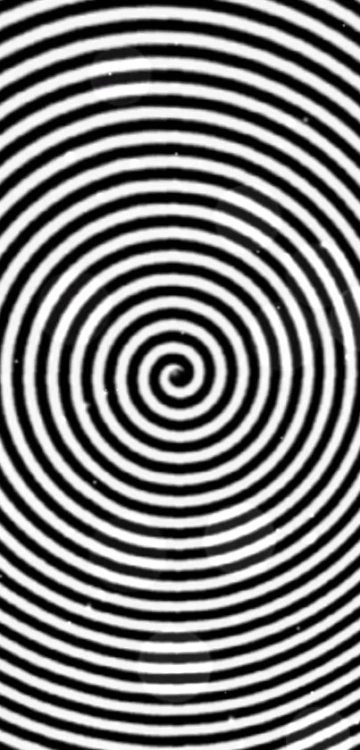 Hypnotic black and white spiral wallpaper for mobile background.