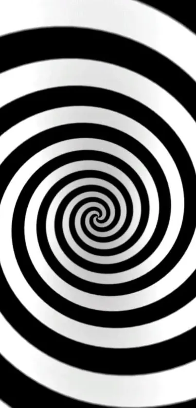 Black and white hypnotic spiral wallpaper for mobile screen.