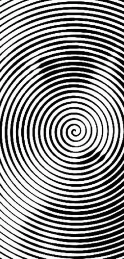 Hypnotic black and white spiral wallpaper for mobile phone.