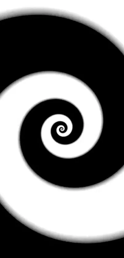 Black and white hypnotic spiral mobile wallpaper.