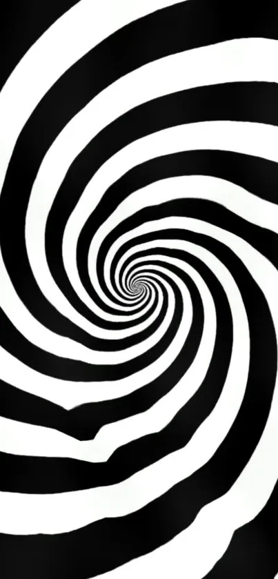 Black and white hypnotic spiral pattern design.