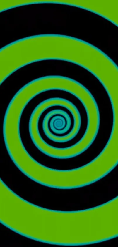 Hypnotic green and black spiral design for mobile wallpaper.