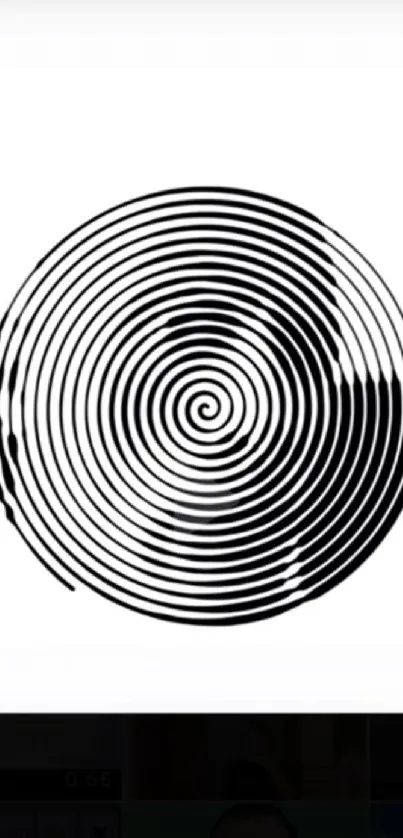 Black and white hypnotic spiral wallpaper for mobile device.