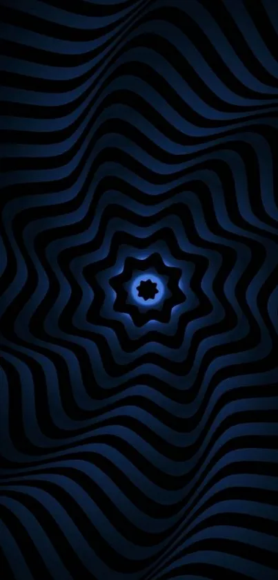 Dark blue hypnotic wave wallpaper for mobile devices.