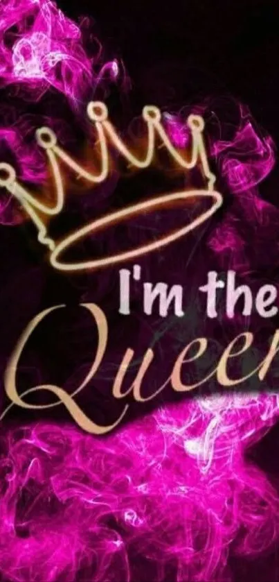 I'm the Queen pink crown wallpaper with smoke effect.