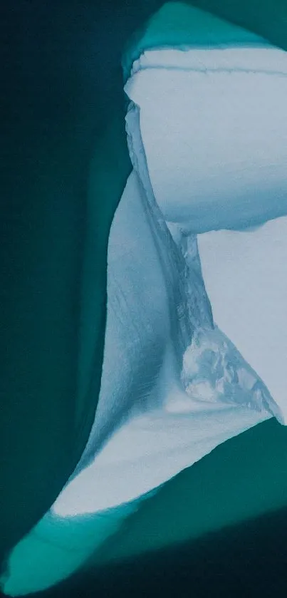 Aerial view of a serene iceberg with teal background for mobile wallpaper.