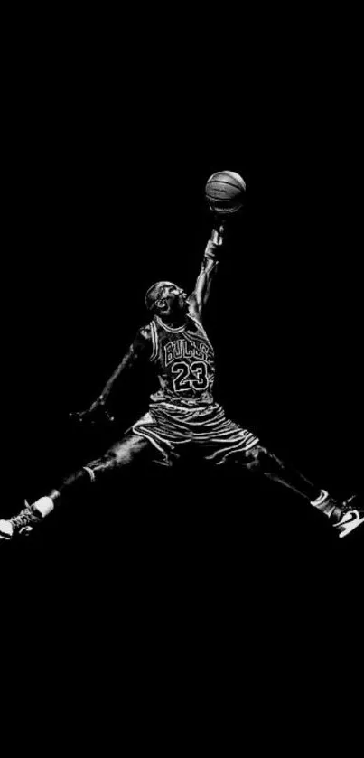 Black and white basketball silhouette wallpaper.