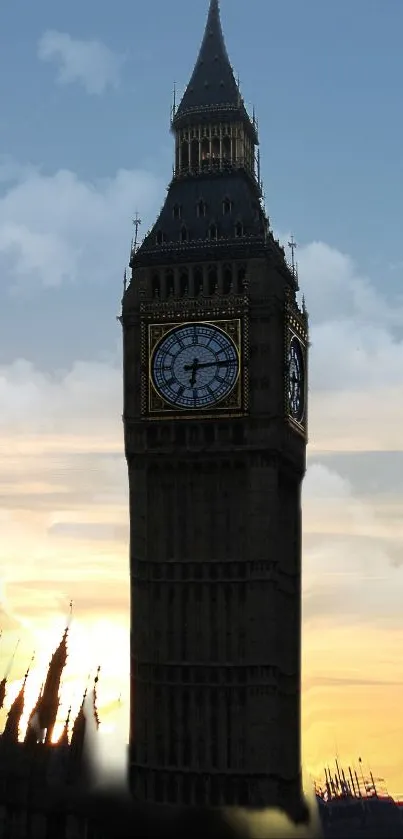 Big Ben silhouettes against a stunning sunset sky.