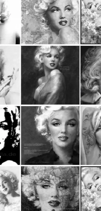 Black and white vintage portraits collage.