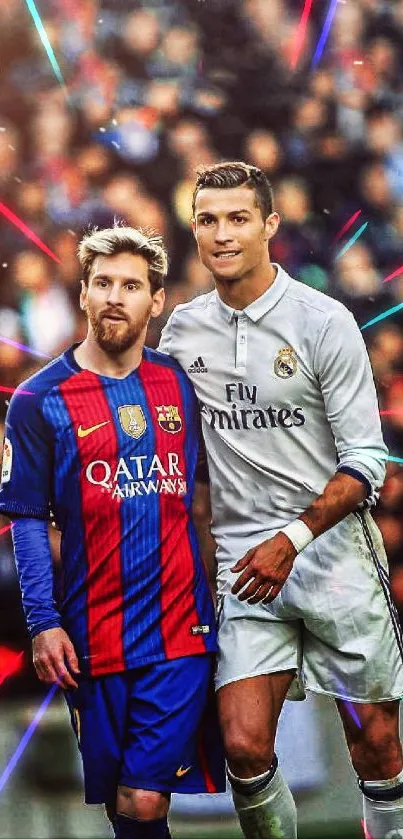 Legendary football rivals in action, a perfect mobile wallpaper.