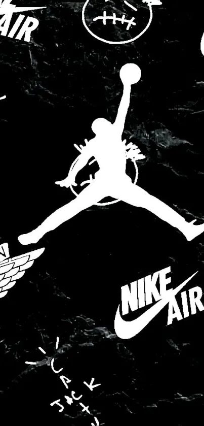 High-contrast wallpaper of a jumping athlete silhouette on black background.