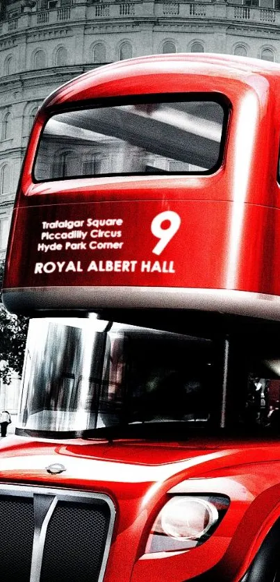 London red bus against a monochrome city background wallpaper.