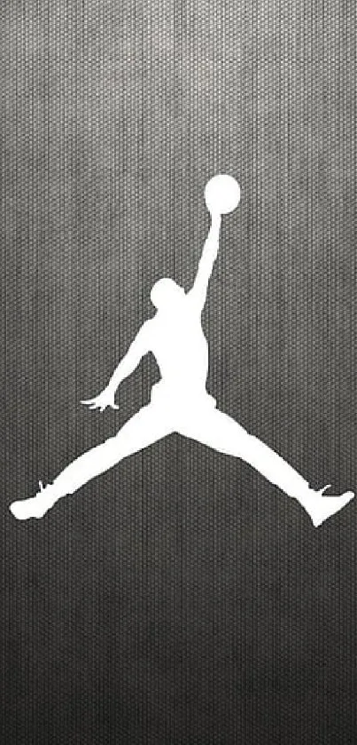 Gray textured wallpaper featuring a white silhouette of a basketball figure.