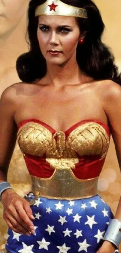 Iconic superhero in starry costume wallpaper.