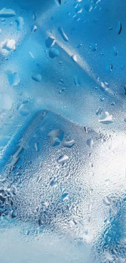 Icy blue textured wallpaper with water droplets and abstract patterns.