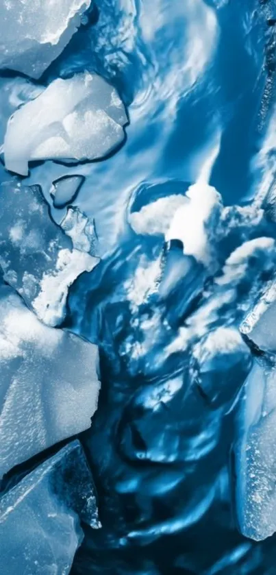 Icy blue abstract ice pattern wallpaper.