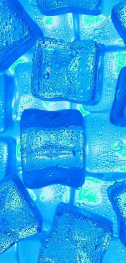 Cool blue ice cube mobile wallpaper.