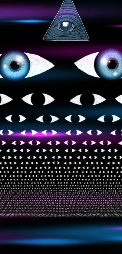 Illuminati-themed eye pattern wallpaper for mobile display.