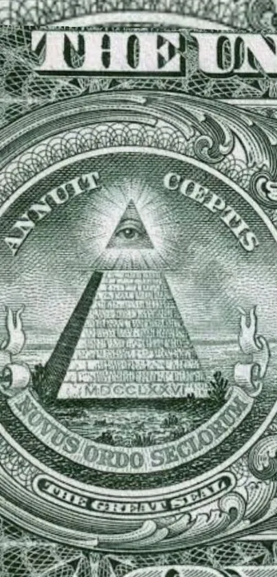 Illuminati pyramid design from US dollar bill as phone wallpaper.